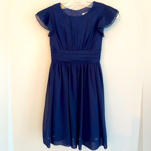 Girls Navy Party Dress Flutter Sleeve Size 10
